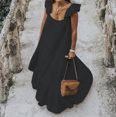 The Grande Vague Plus Size Ruffle Maxi Dress | Evarisluxe
