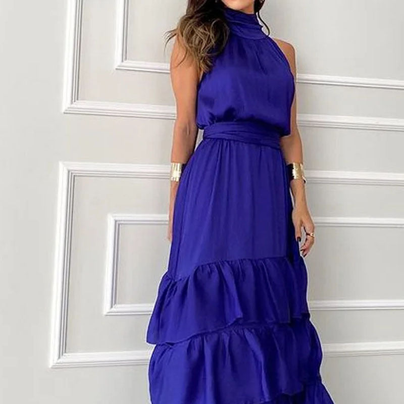 2023 Summer Sleeveless Waist-Tie Long Dress for Women