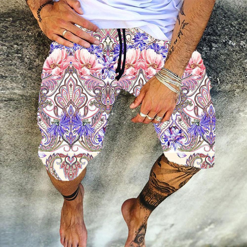 Casual Printed Cotton and Linen Summer Shorts