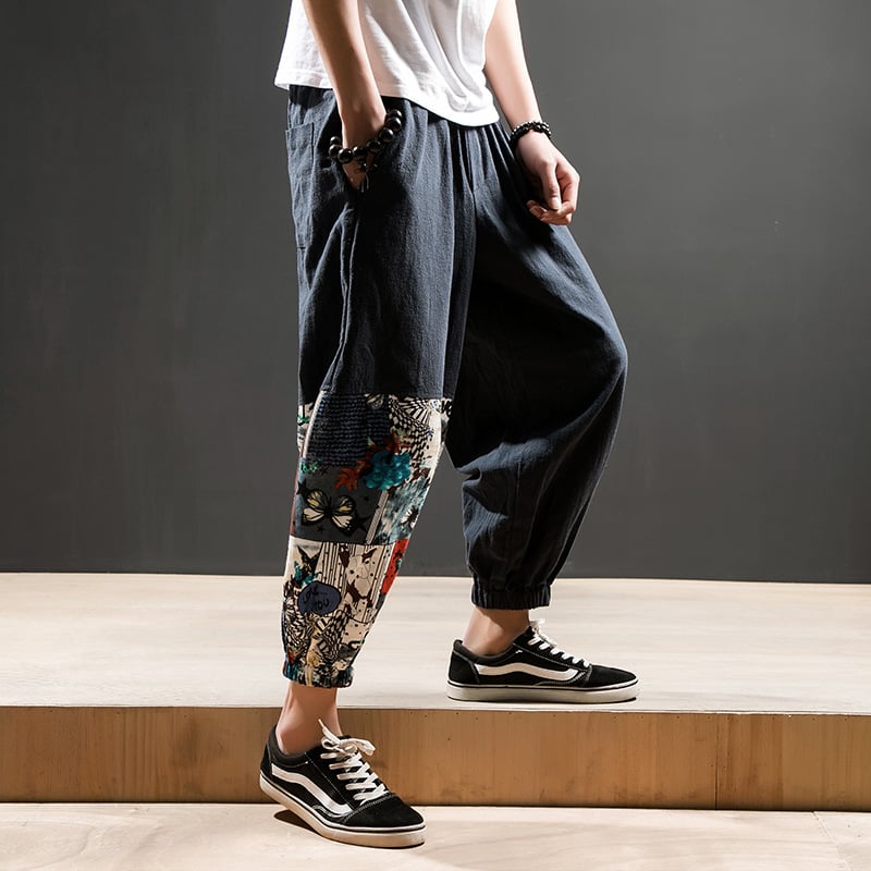Men's Casual Loose Harem Pants in Cotton Linen