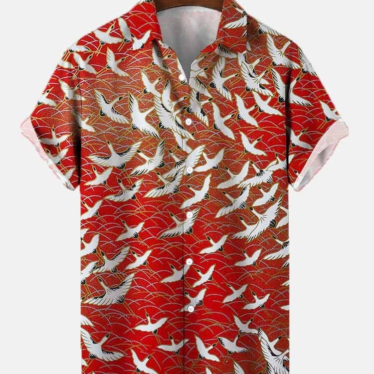 Men's Hawaiian Print Short Sleeve Shirt for Summer