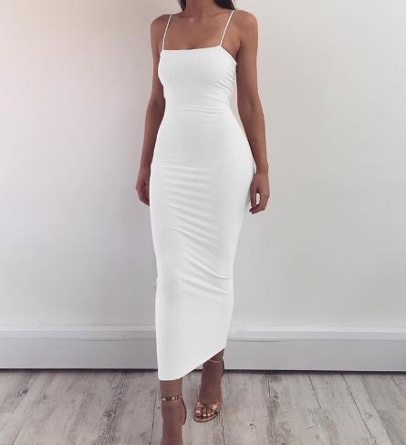 Evarisluxe Milk Silk Bandage Strap Dress