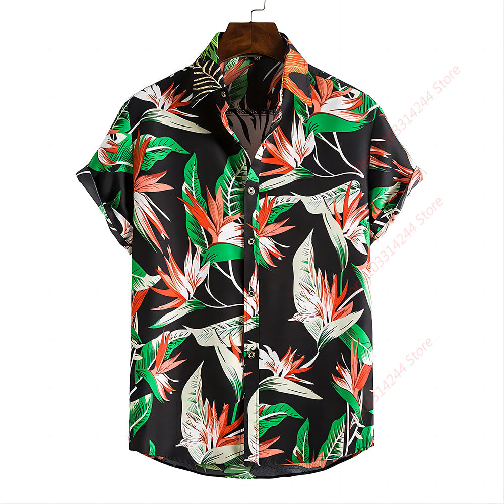 Men's Hawaiian Short Sleeve Beach Shirt for Spring/Summer