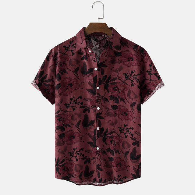 Men's Printed Cotton Hawaiian Shirt - Summer Streetwear
