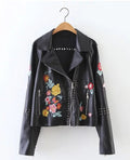 Autumn Winter New Embroidered Studded Leather Jacket