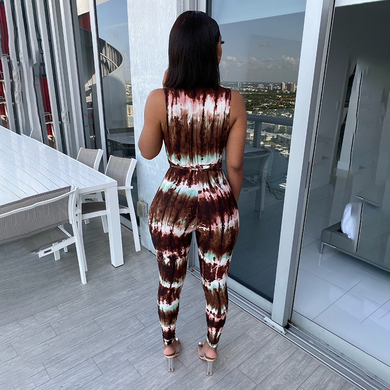 Summer Tie-Dye Strapless Jumpsuit for Women