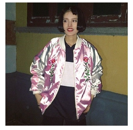 Embroidered Baseball Jacket for Women - Spring/Fall