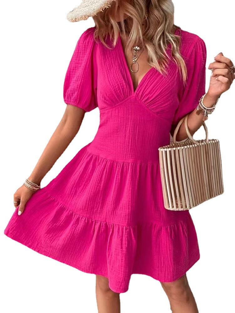 Solid Color Slim Fit Summer Dress for Women