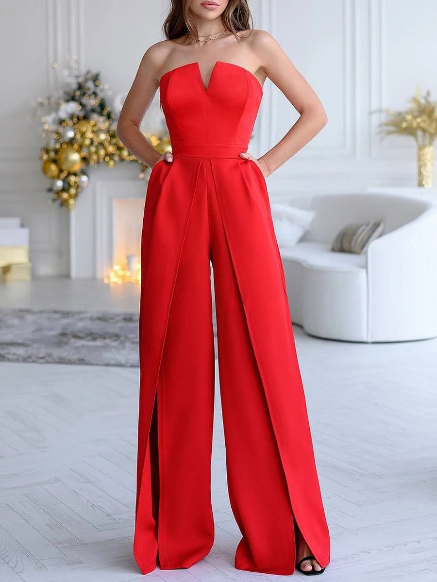 Evarisluxe V-Neck Sleeveless Straight Dress