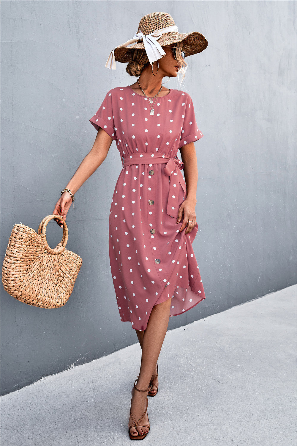 2021 Spring/Summer Amazon Dot Belted Dress