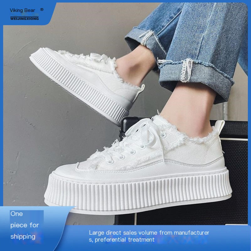 Men's Thick Sole Summer Canvas Sneakers - Korean Style