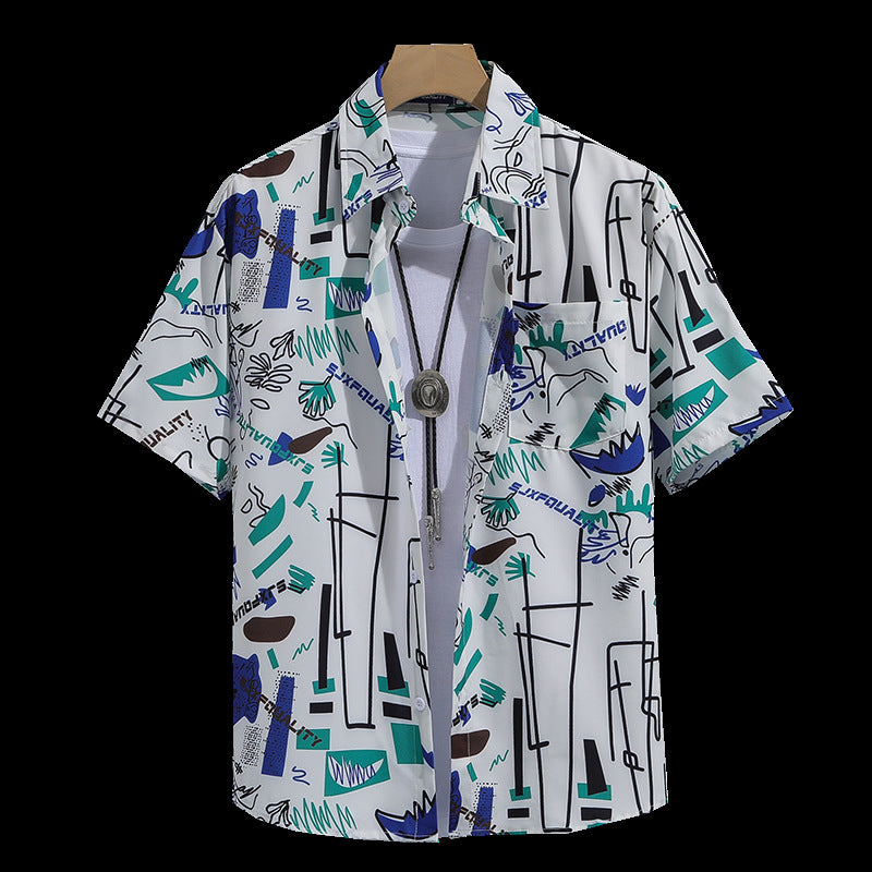 Men's Summer Short Sleeve Graffiti Polo Shirt