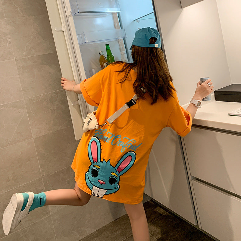 Summer Loose Cotton T-Shirt for Women - Korean Style