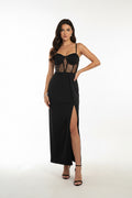 The Noir Knit Bodycon Slit Dress | Evarisluxe