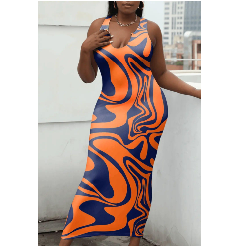 Evarisluxe Printed Fashion Dress