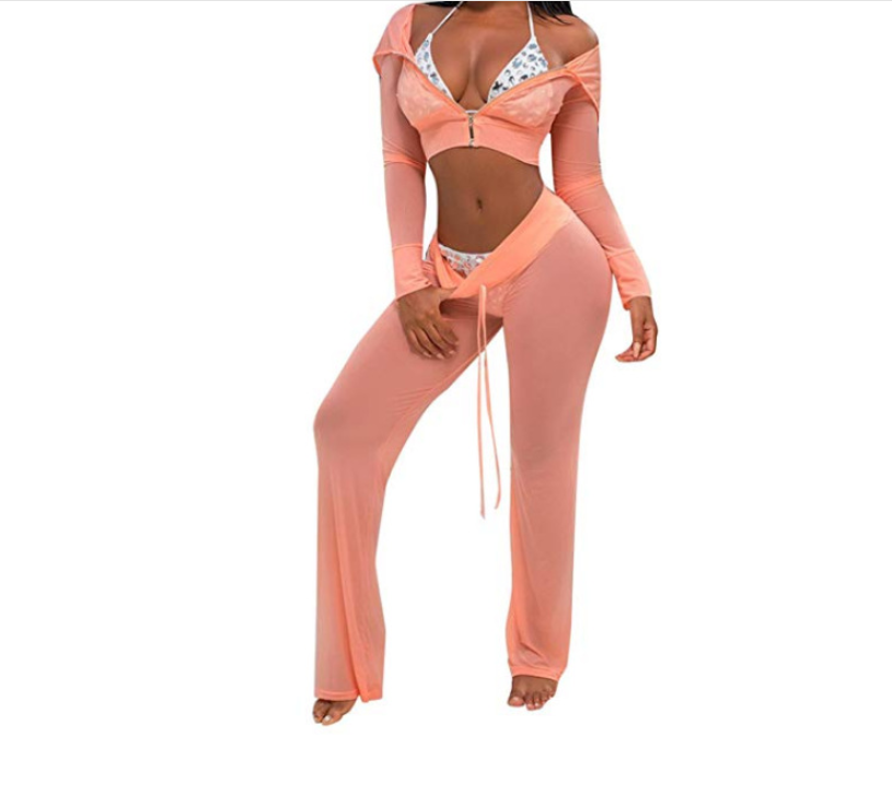 Lace Patchwork Sexy Zipper Two-Piece Women's Set