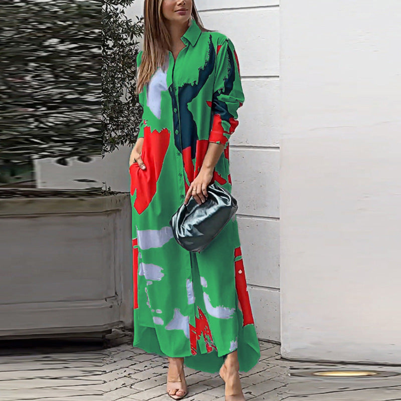 2024 Spring Women's Fashion Casual Printed Dress