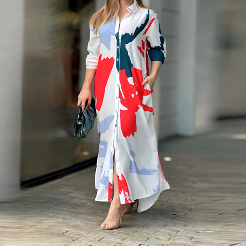 2024 Spring Women's Fashion Casual Printed Dress