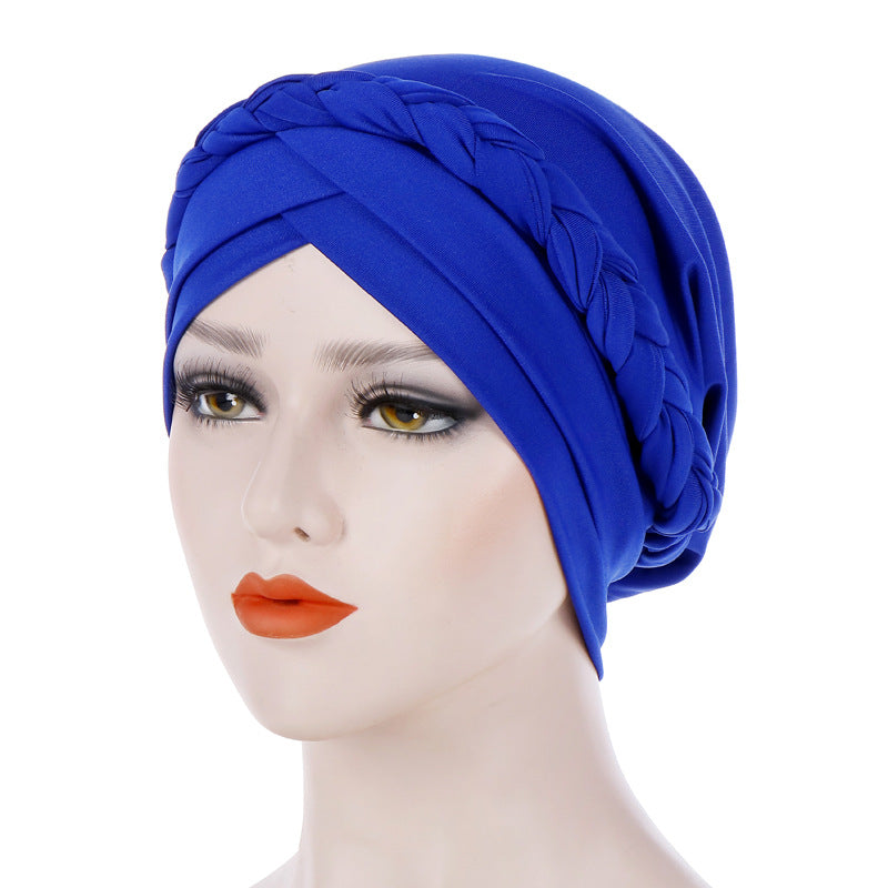 Muslim Single Braid Milk Silk Headwrap Hat 8003