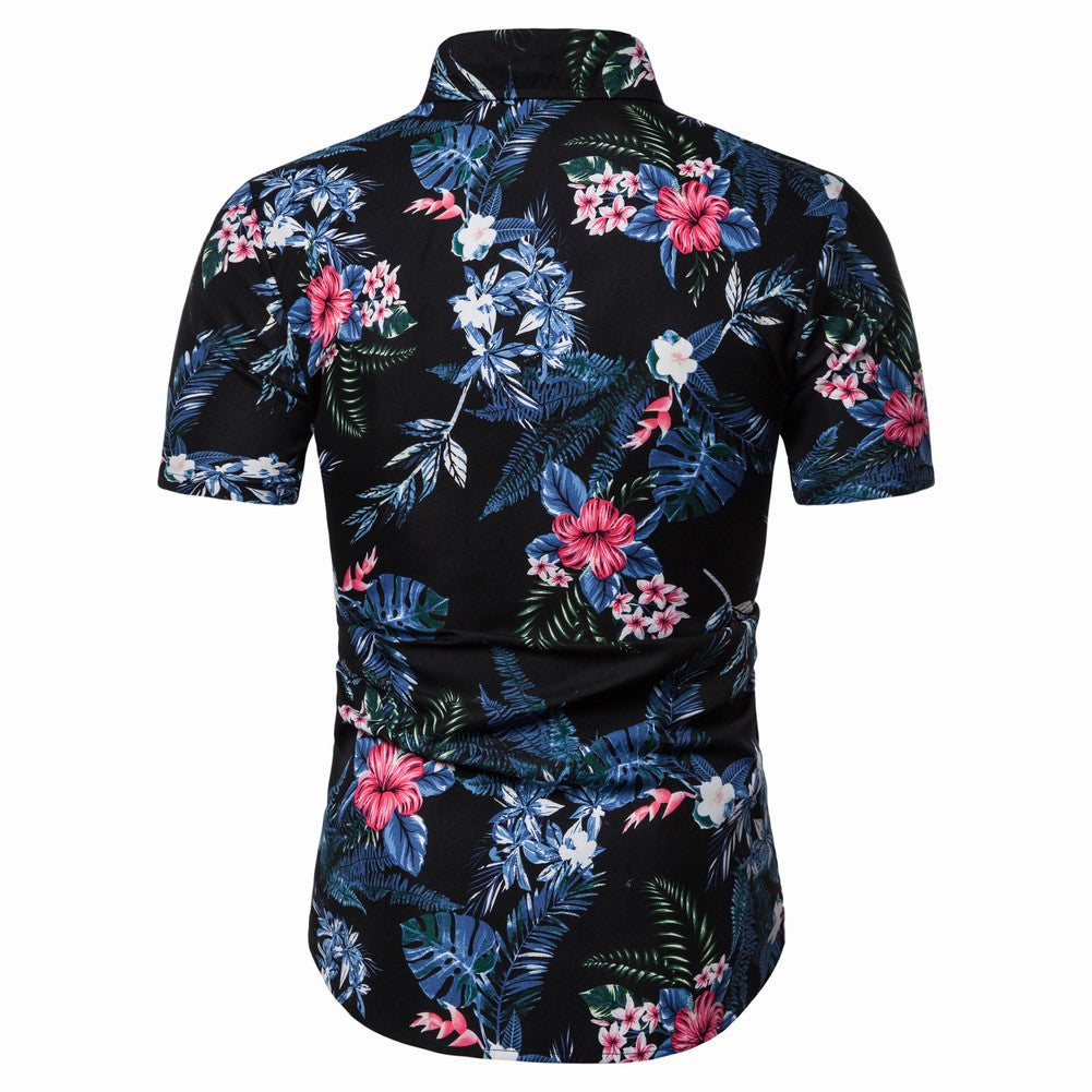 Fashionable Casual Short Sleeve Floral Shirt for Men