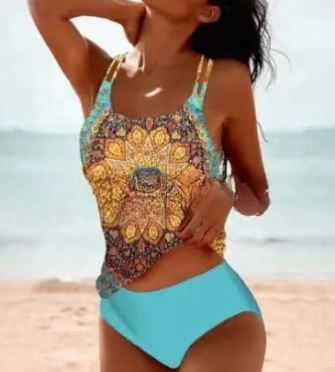 Sexy Print High Waist Bikini 2 Piece Set