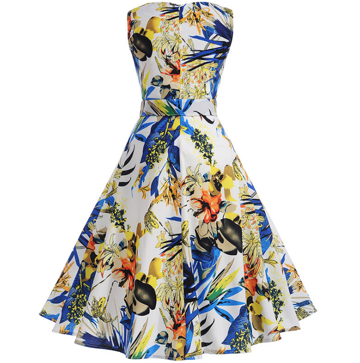 Evarisluxe Vintage Hepburn Style Summer Dress