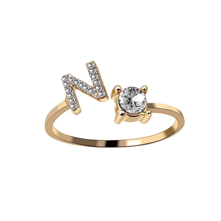 Evarisluxe Initial Letter Gold Ring