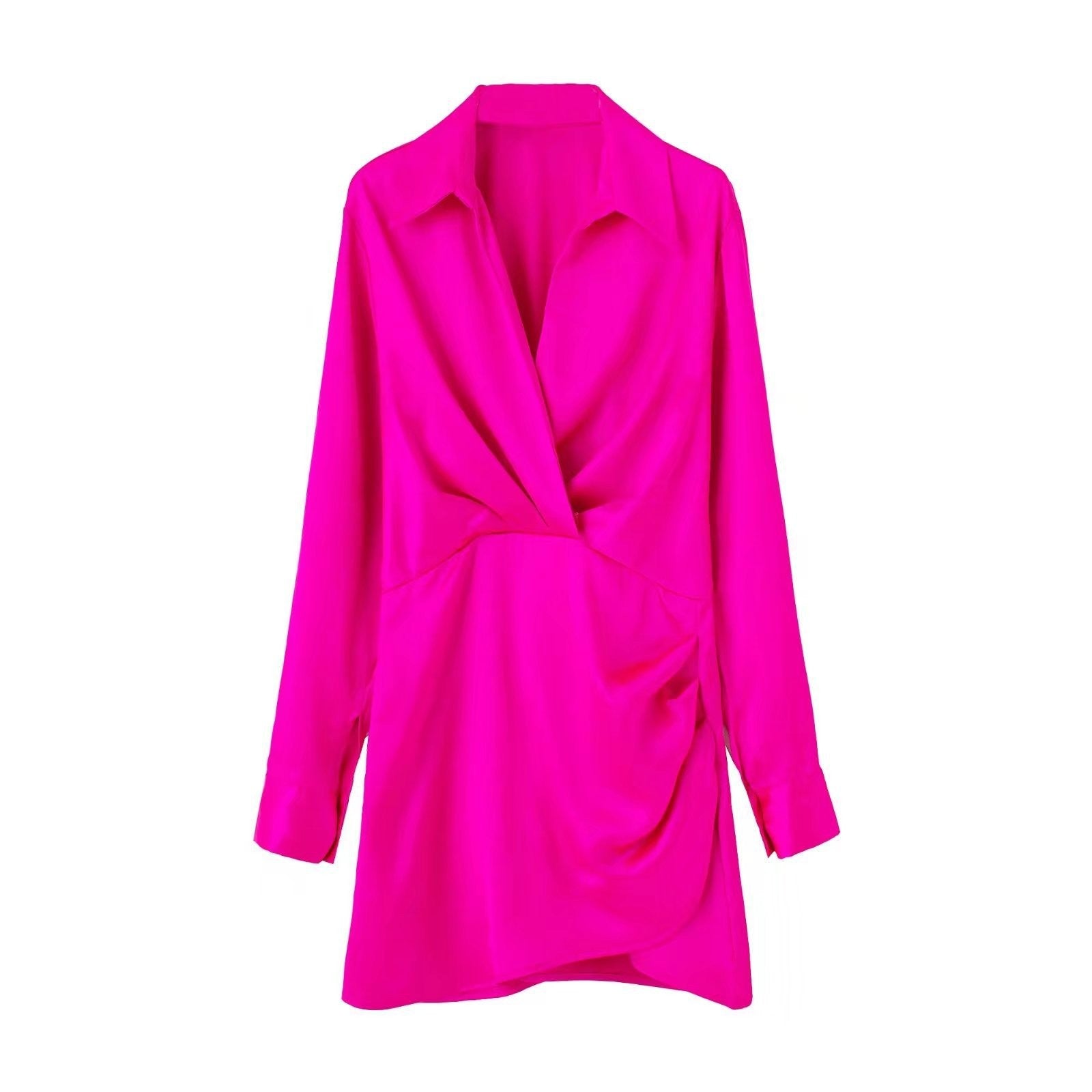 2024 Spring/Summer Satin Long Sleeve Dress for Women