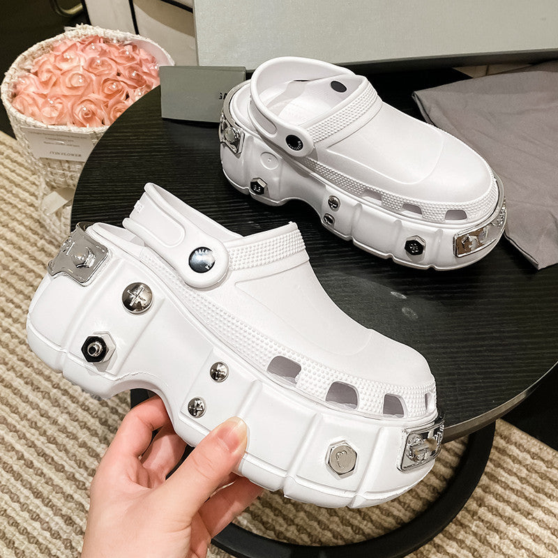 2023 Summer New Studded Metal Clog Shoes for Women