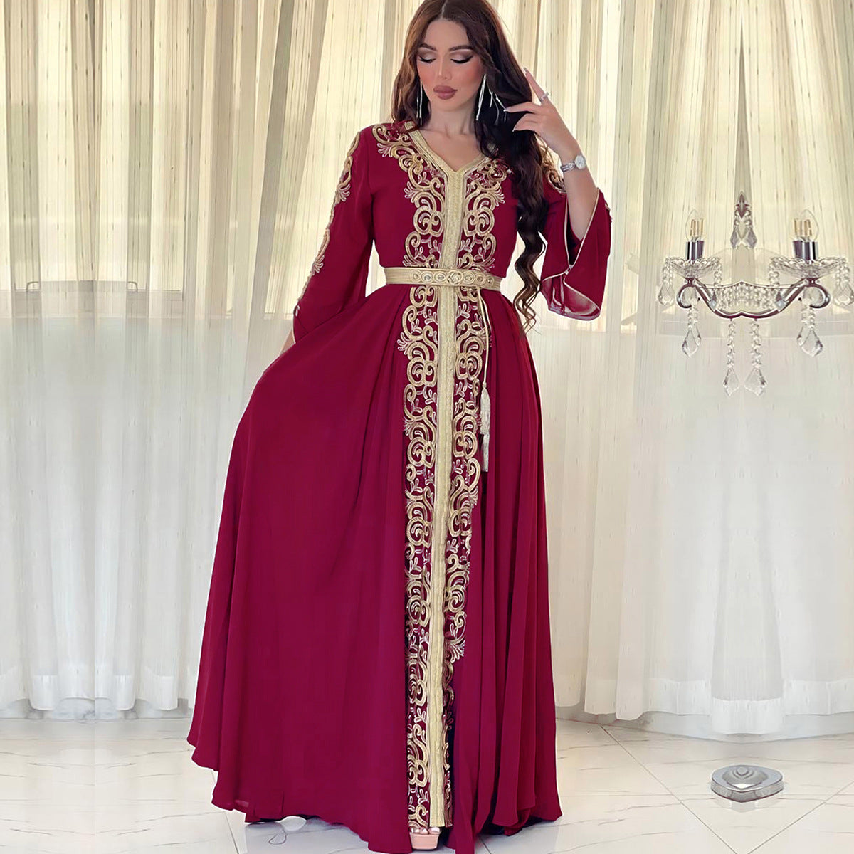 The Soirée Brodée Embroidered Evening Dress | Evarisluxe