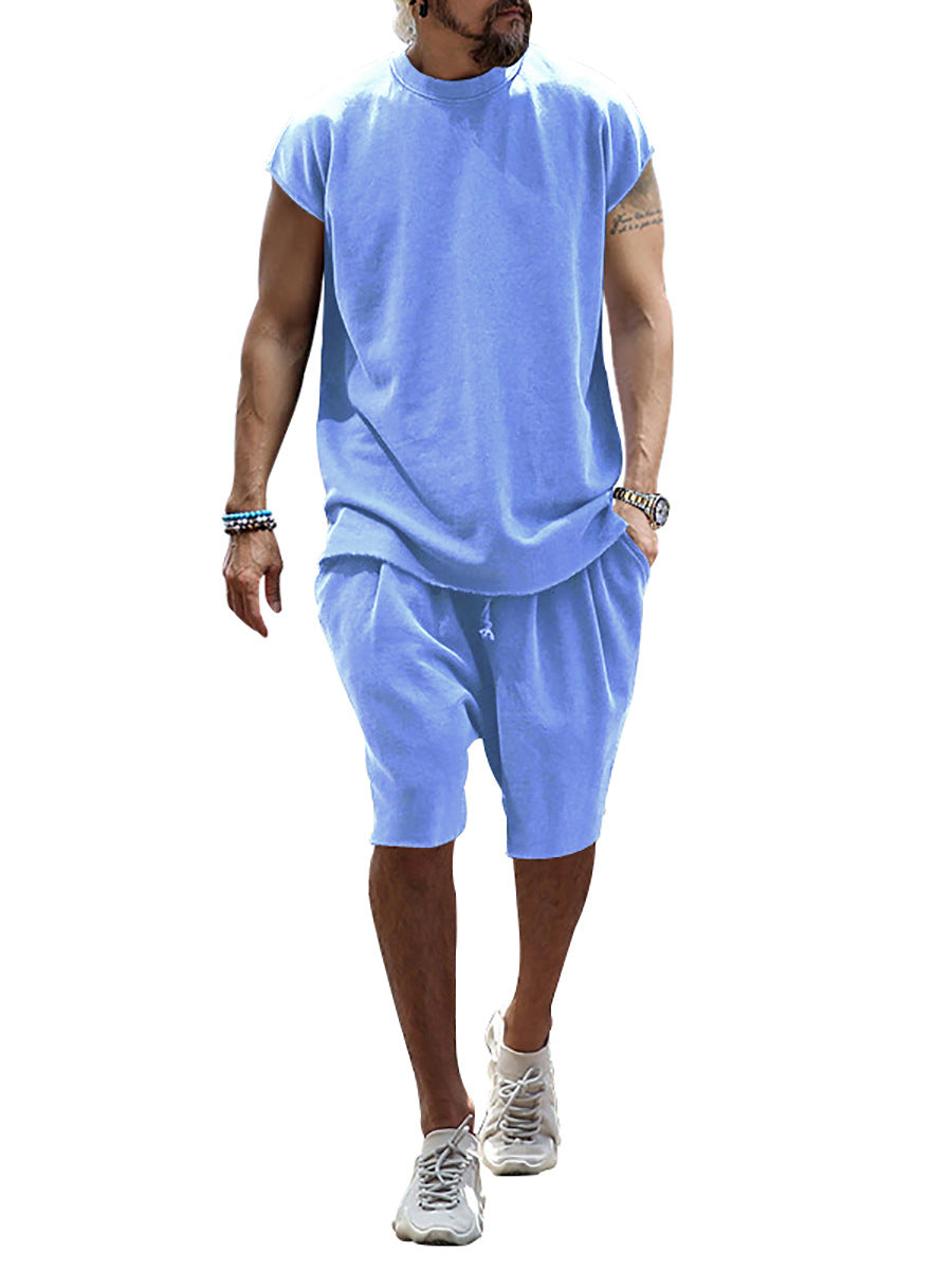 Trendy Terry Summer Half-Sleeve Casual Sports Suit