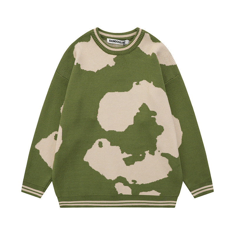 Casual Colorblock Round Neck Pullover Sweater for Men