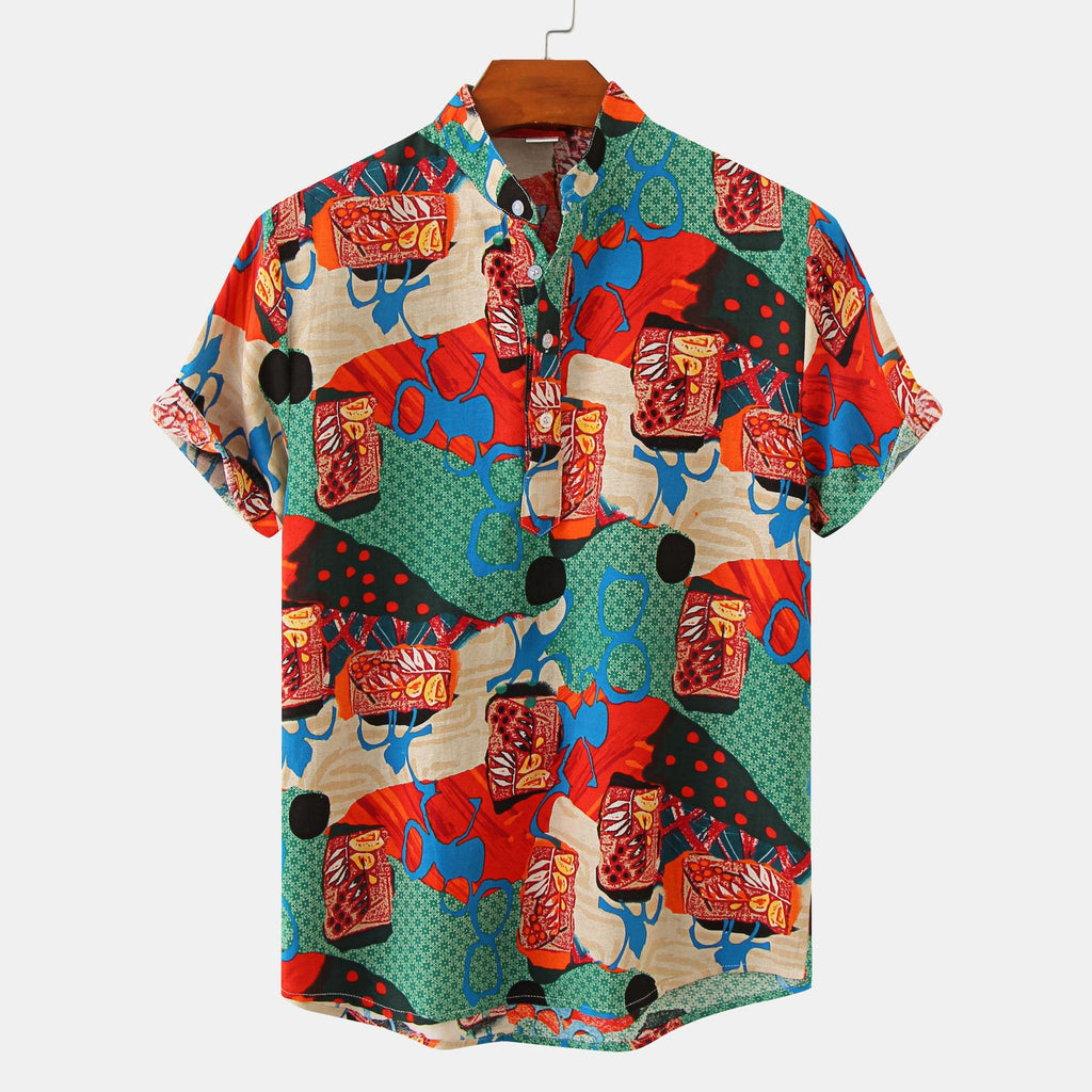 Summer Camouflage Print Short Sleeve Shirt for Men