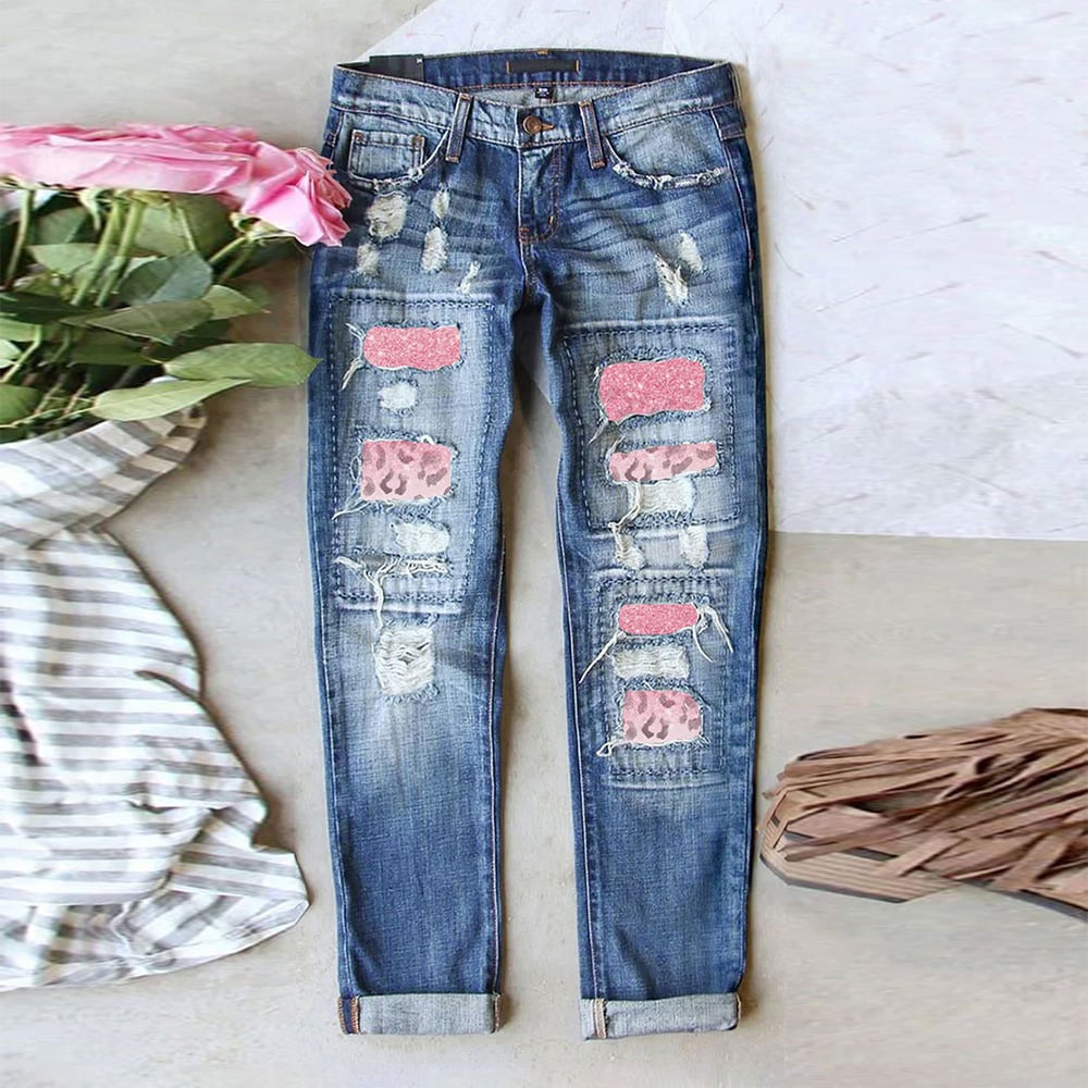 Summer Hipster Denim Trousers with Holes
