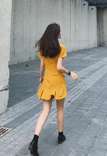 Summer Korean Style Black Mermaid Dress for Women