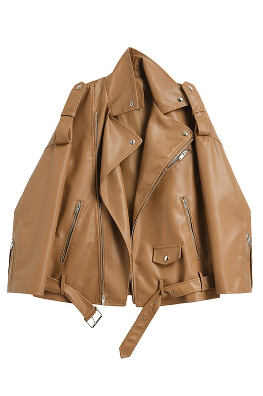 Vintage Brown Leather Jacket for Women - Spring 2021