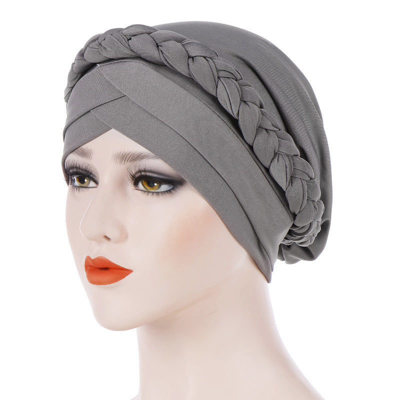 Muslim Single Braid Milk Silk Headwrap Hat 8003