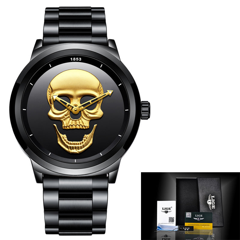 LIGE 3D Skull Watch for Men | Evarisluxe