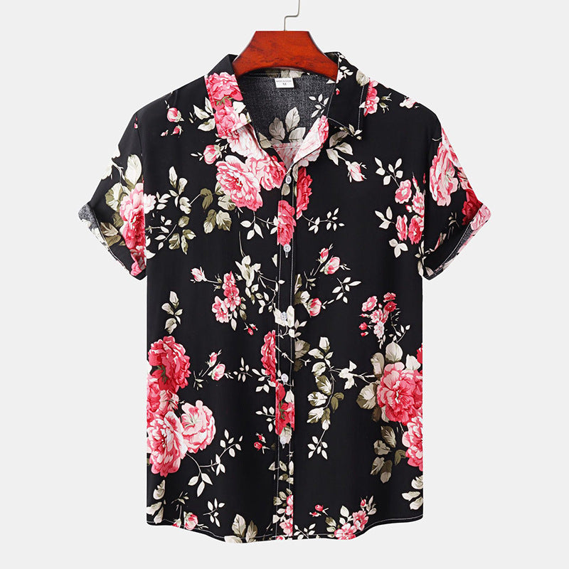 Hawaiian Men's Summer Shirt with 3D Sunflower Print