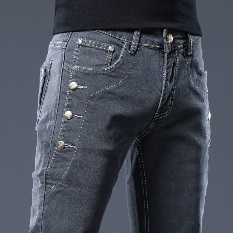 Men's Slim Fit Stretch Denim Pants - Fashionable Casual Wear