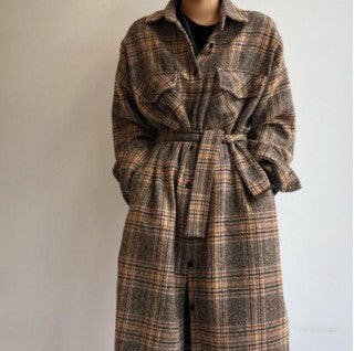 Women's Casual Long Plaid Fashion Jacket