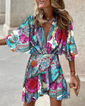 Summer Ladies Batman Sleeve V Neck Irregular Dress