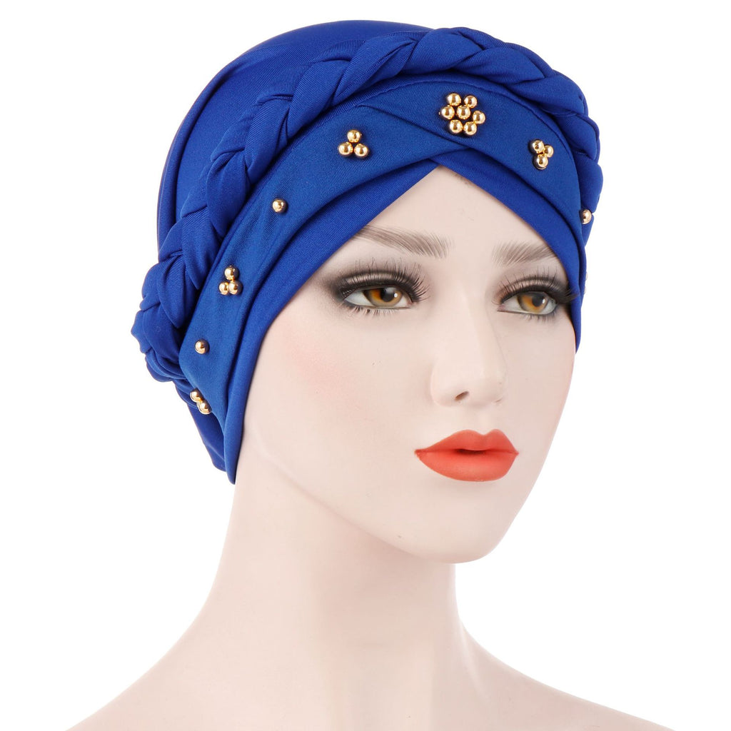 Single Color Gold Pearl Whip Cap for Muslim Headscarf