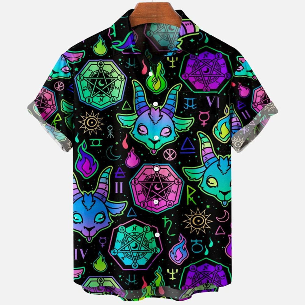 2022 Devil Horror 3D Printed Loose Hawaiian Shirt for Men