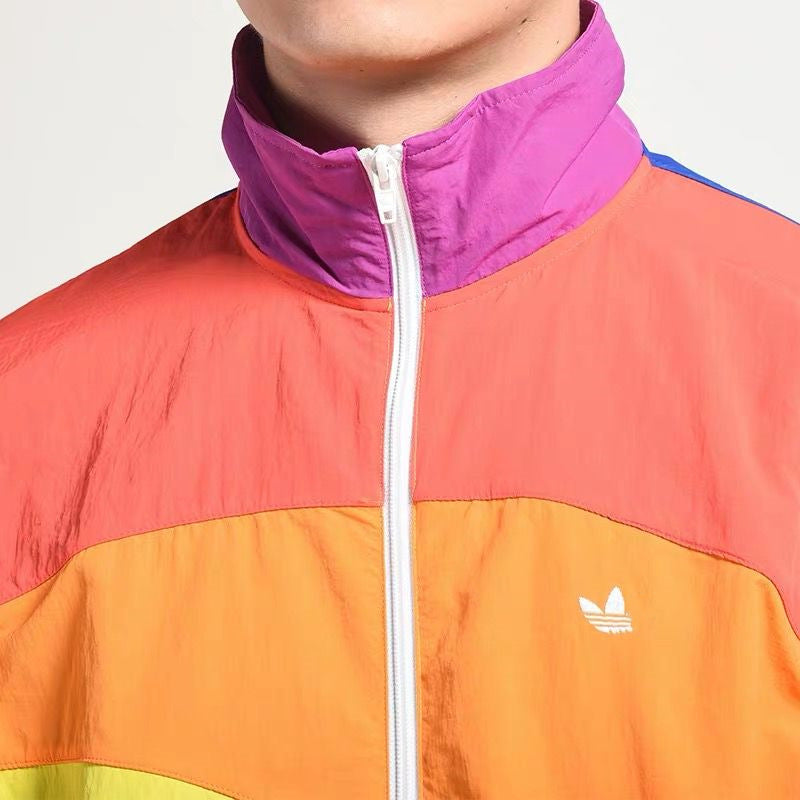 Rainbow Patchwork Casual Sports Jacket for AD Men/Women