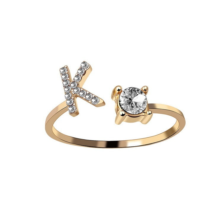 Evarisluxe Initial Letter Gold Ring