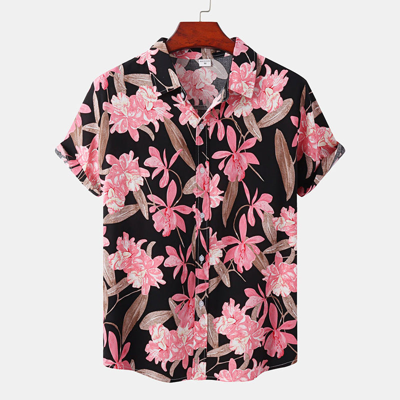 Hawaiian Men's Summer Shirt with 3D Sunflower Print