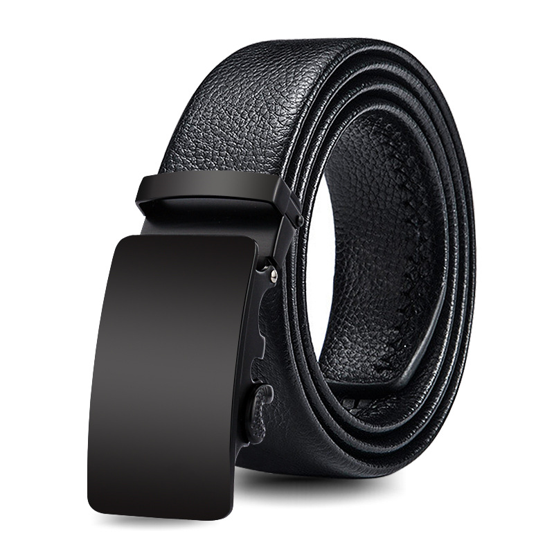 Luxury Men's Leather Belt with Automatic Metal Buckle