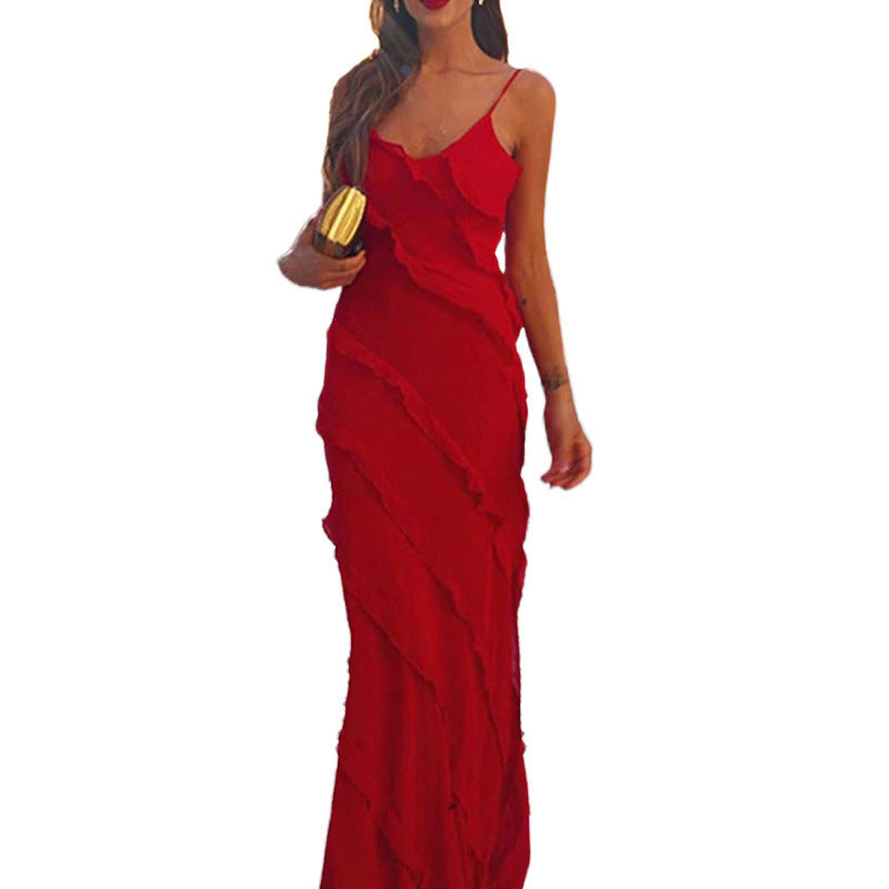2023 Summer Women's Chiffon Backless Maxi Dress