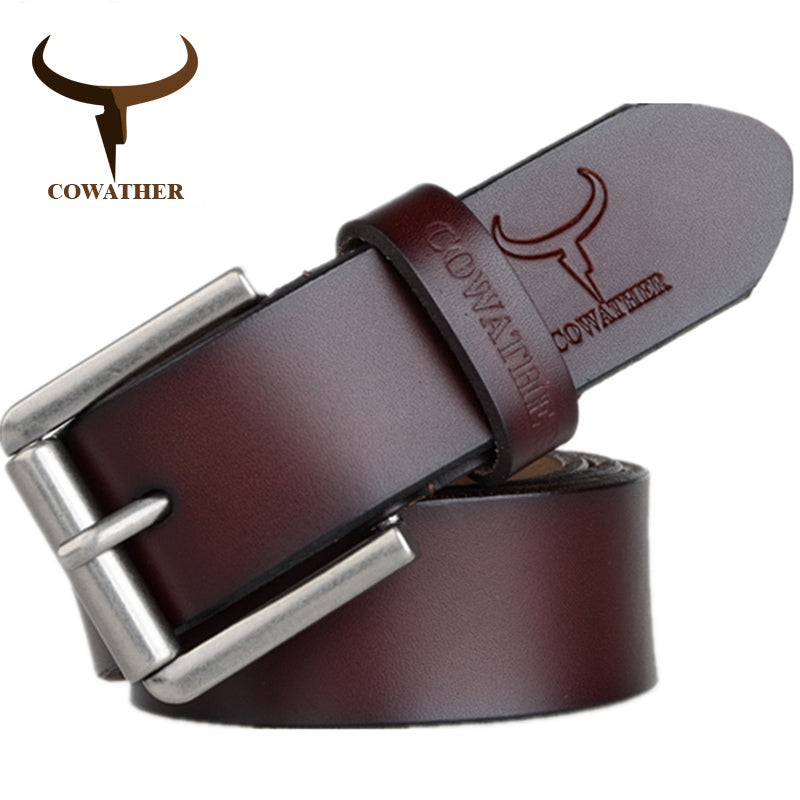 COWATHER Luxury Leather Belt for Men 100-130cm